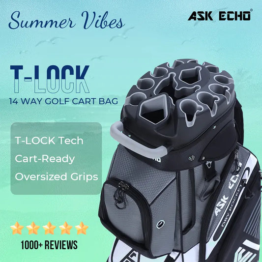 Ask Echo T-Lock 14-Way Golf Cart Bag with Full-Length Dividers & Large Cooler