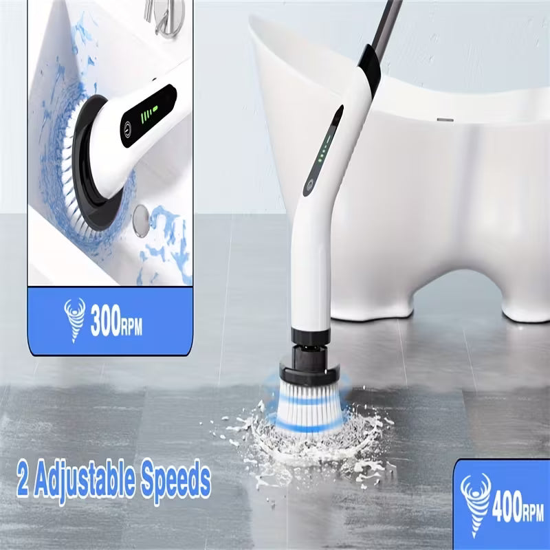 7-in-1 Cordless Electric Spin Scrubber with 7 Brush Heads, 2-Speed Power Cleaning Brush & Adjustable Extension Handle for Bathroom, Tub, Tile, Kitchen, Car & Home